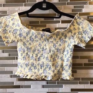 Forever 21 ruched floral crop S